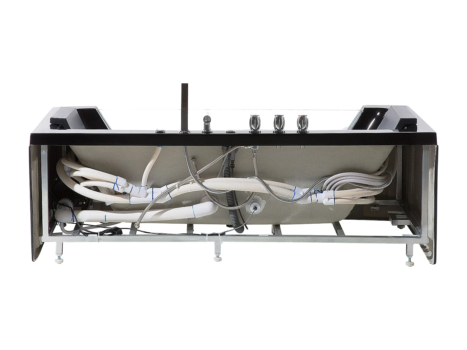 Vasca idromassaggio angolare con LED SAMANA 162 x 76 cm Nero