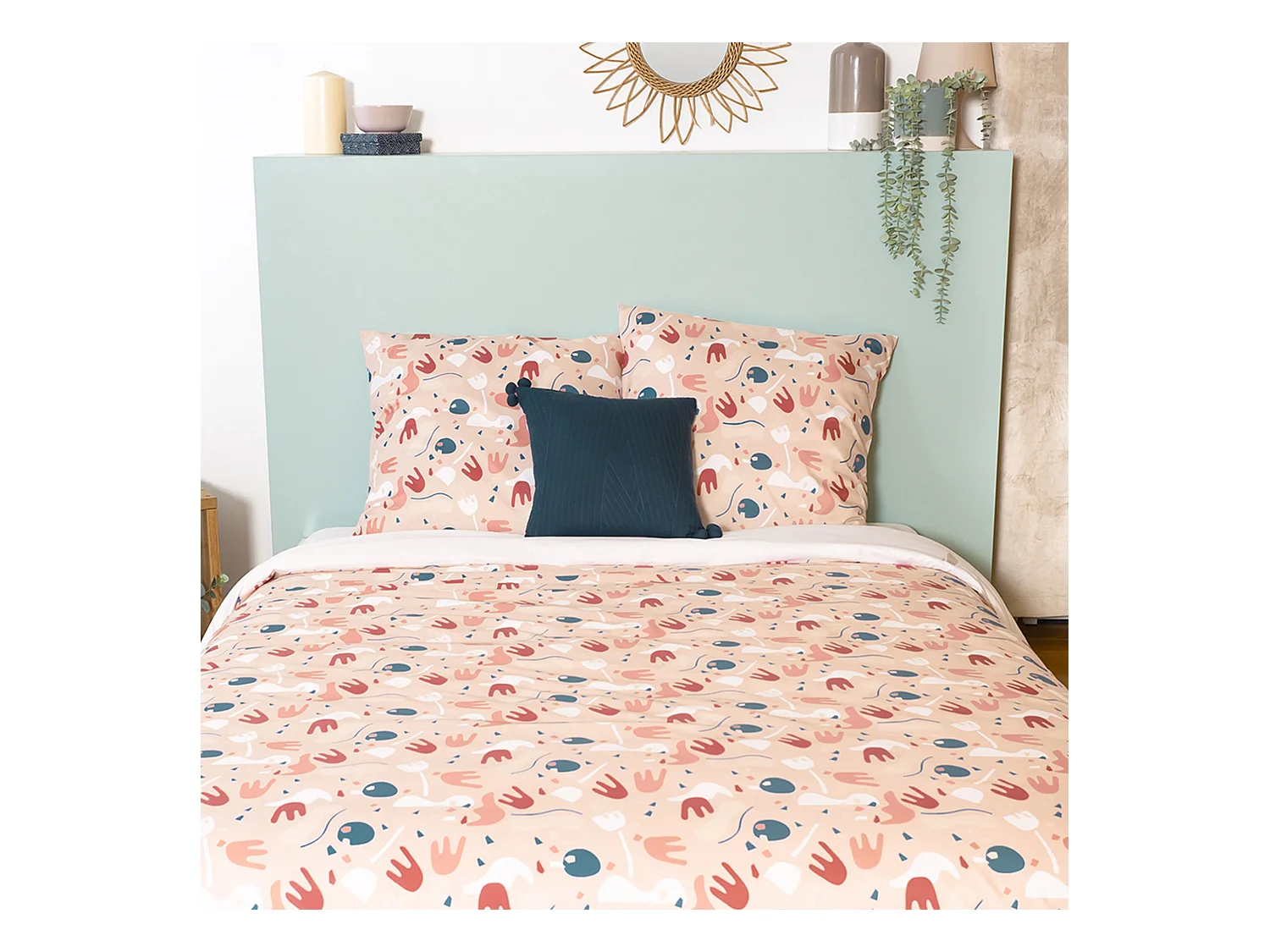 Parure de lit 260x240 cm Microfibre PLIS Orange 3 pièces