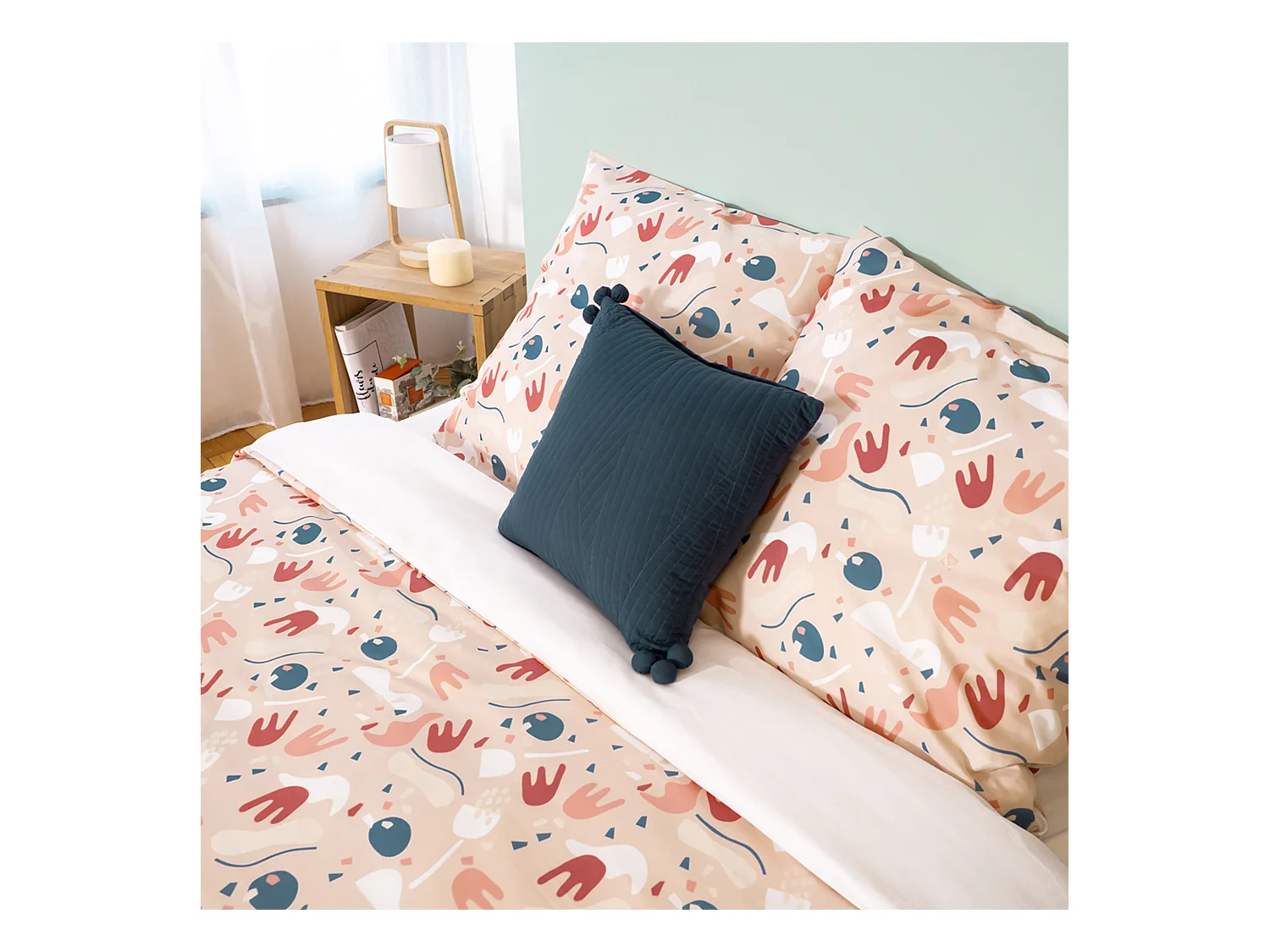 Parure de lit 260x240 cm Microfibre PLIS Orange 3 pièces