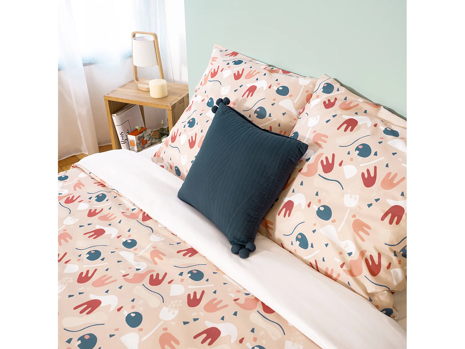 Parure de lit 260x240 cm Microfibre PLIS Orange 3 pièces