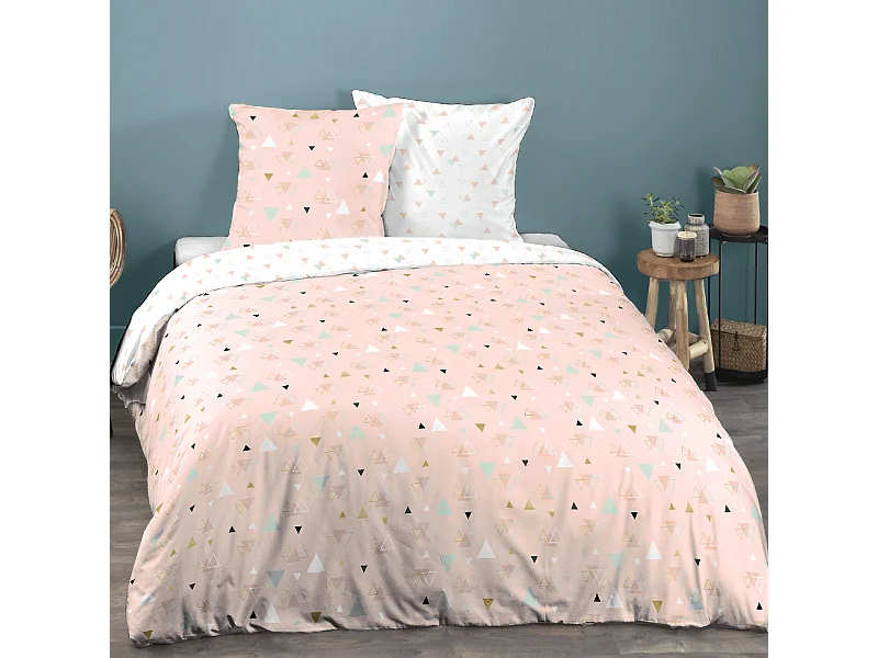 Parure de lit 260x240 cm coton ZEN Rose