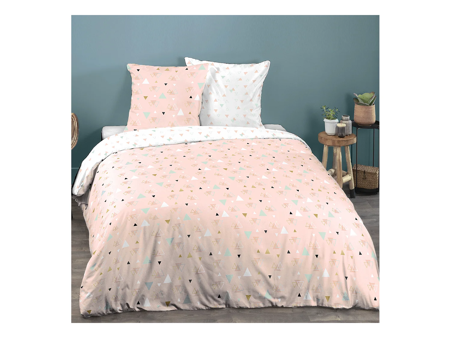 Parure de lit 260x240 cm coton ZEN Rose