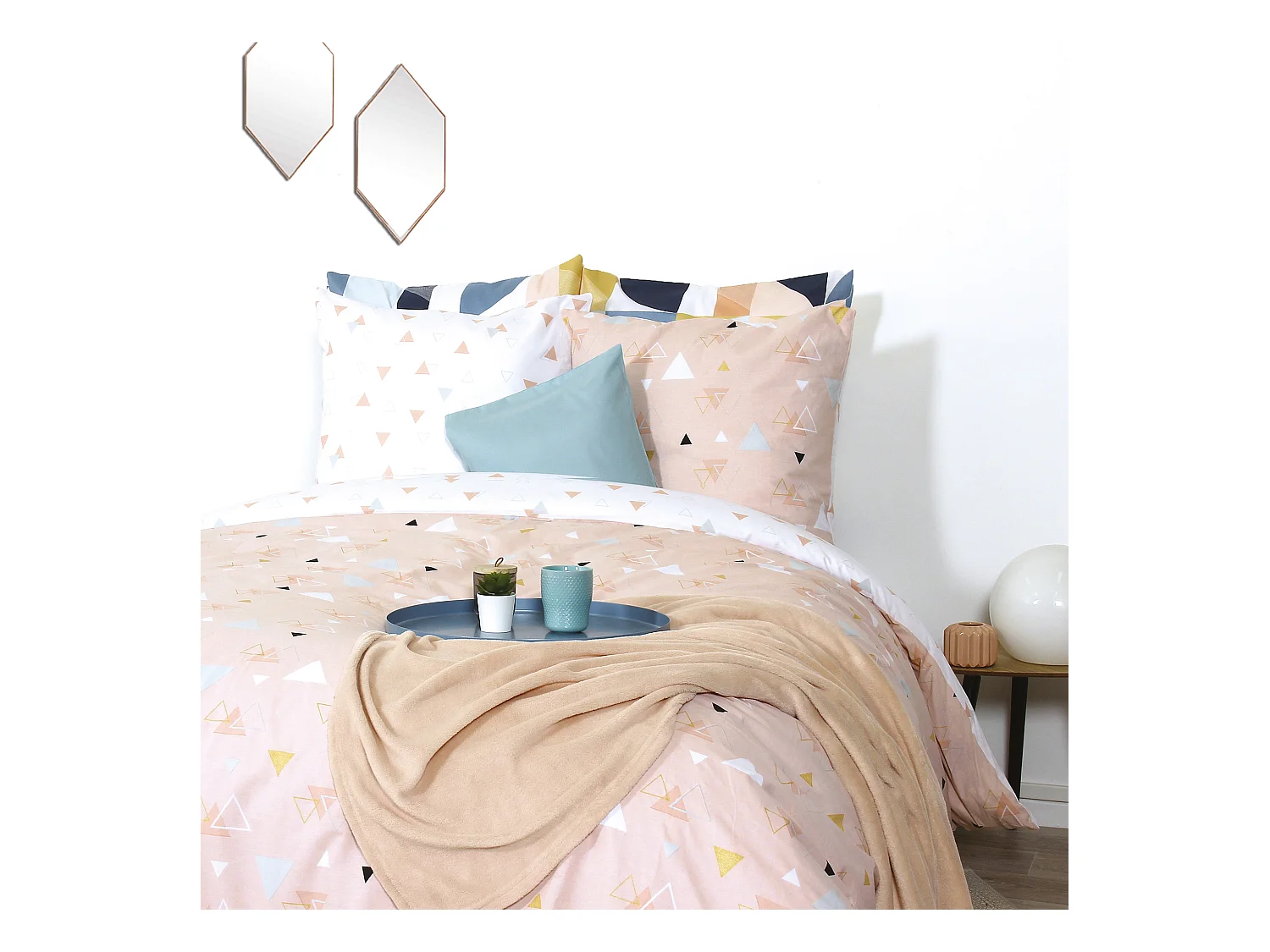 Parure de lit 260x240 cm coton ZEN Rose