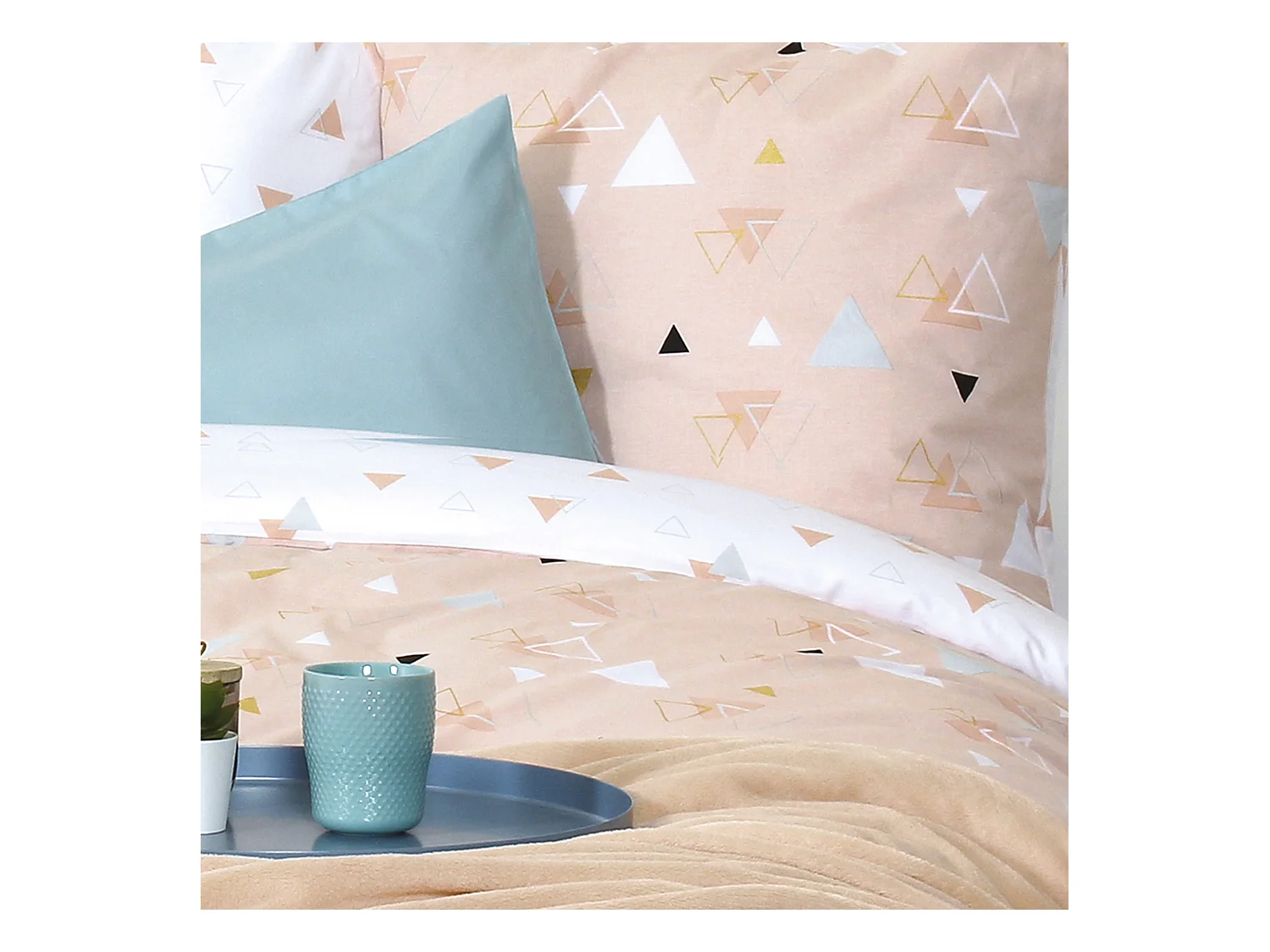 Parure de lit 260x240 cm coton ZEN Rose