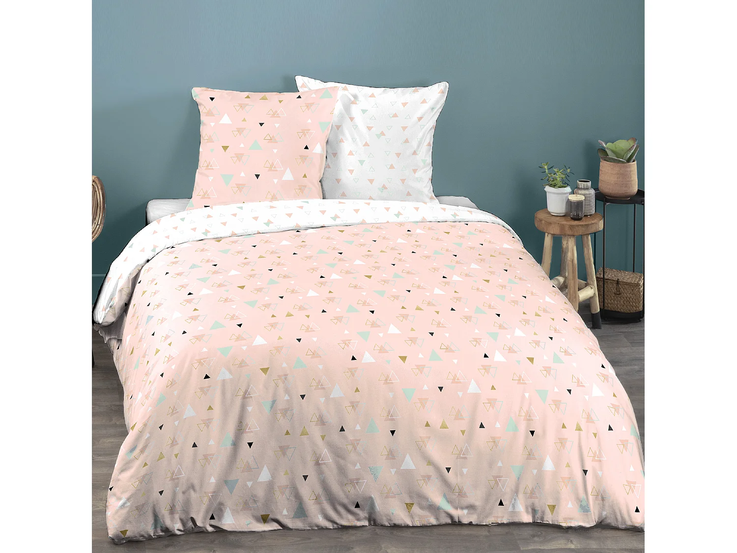 Parure de lit 260x240 cm coton ZEN Rose