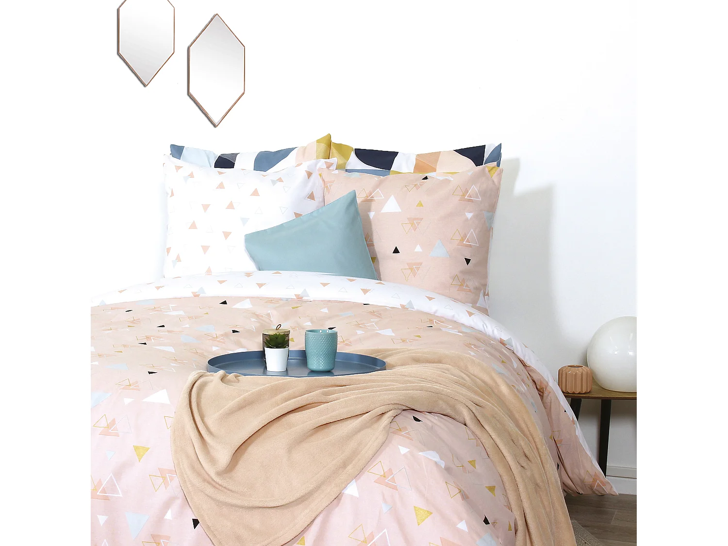 Parure de lit 260x240 cm coton ZEN Rose