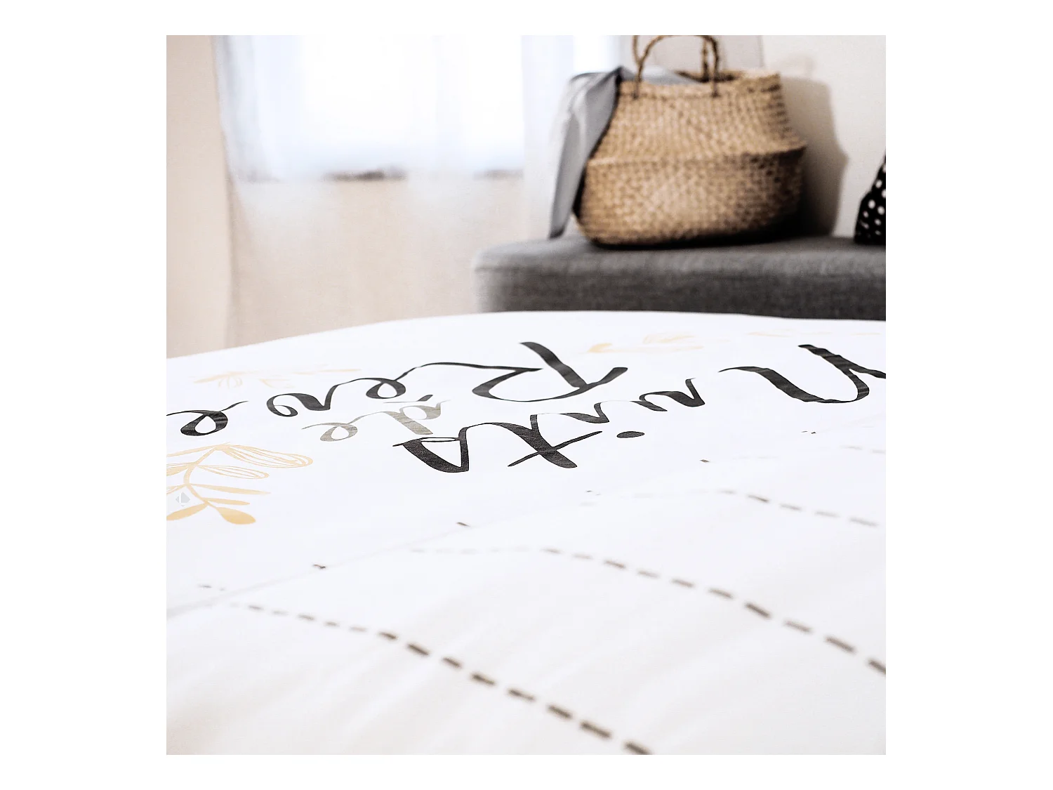 Parure de lit 260x240 cm coton REVES Ecru 3 pièces