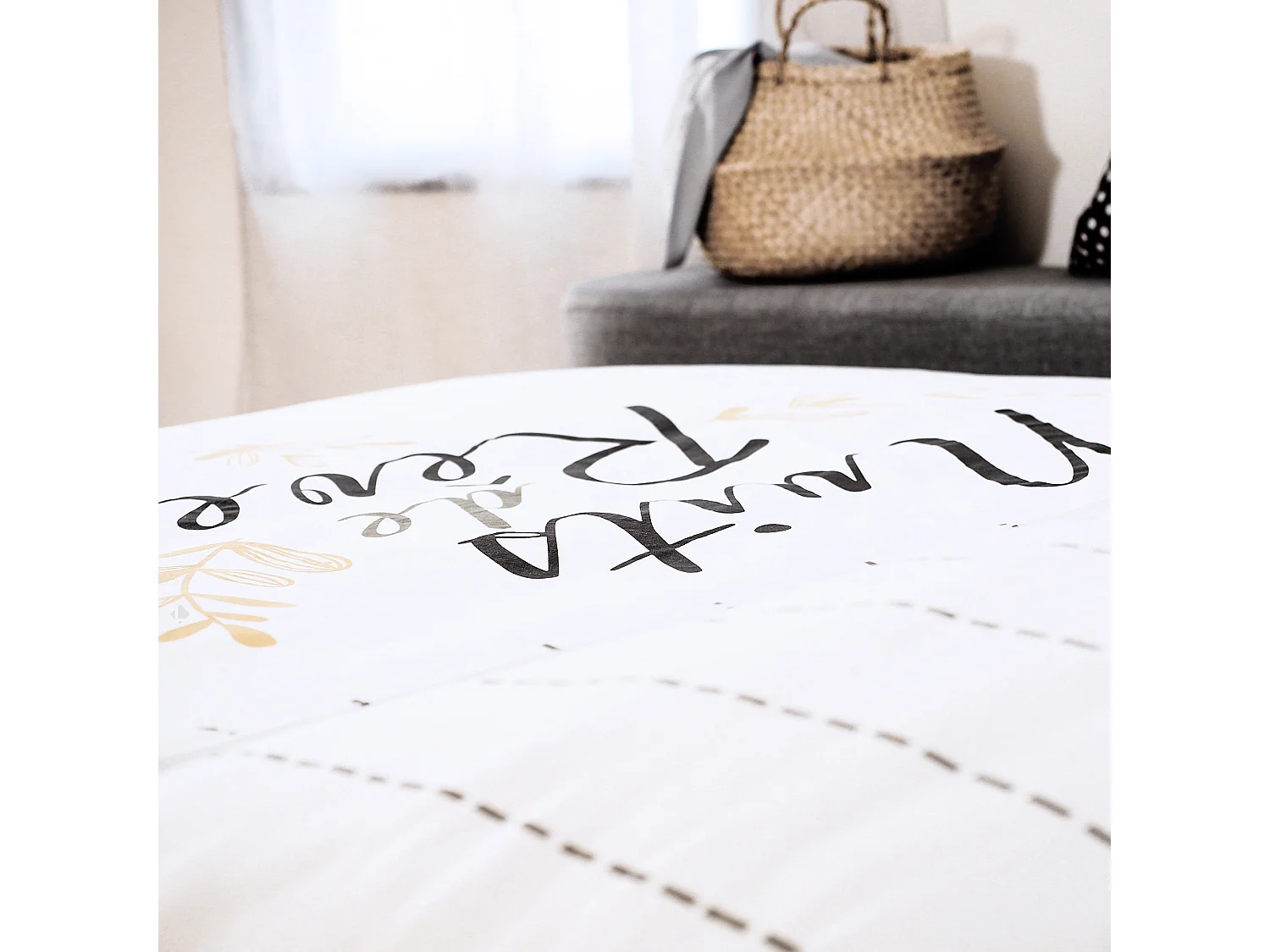 Parure de lit 260x240 cm coton REVES Ecru 3 pièces