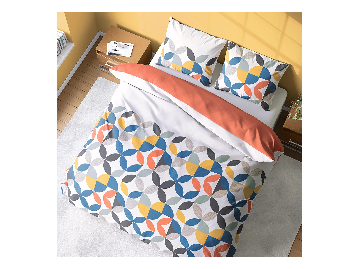 Parure de lit 240x220 cm coton PRUNE Blanc 3 pièces