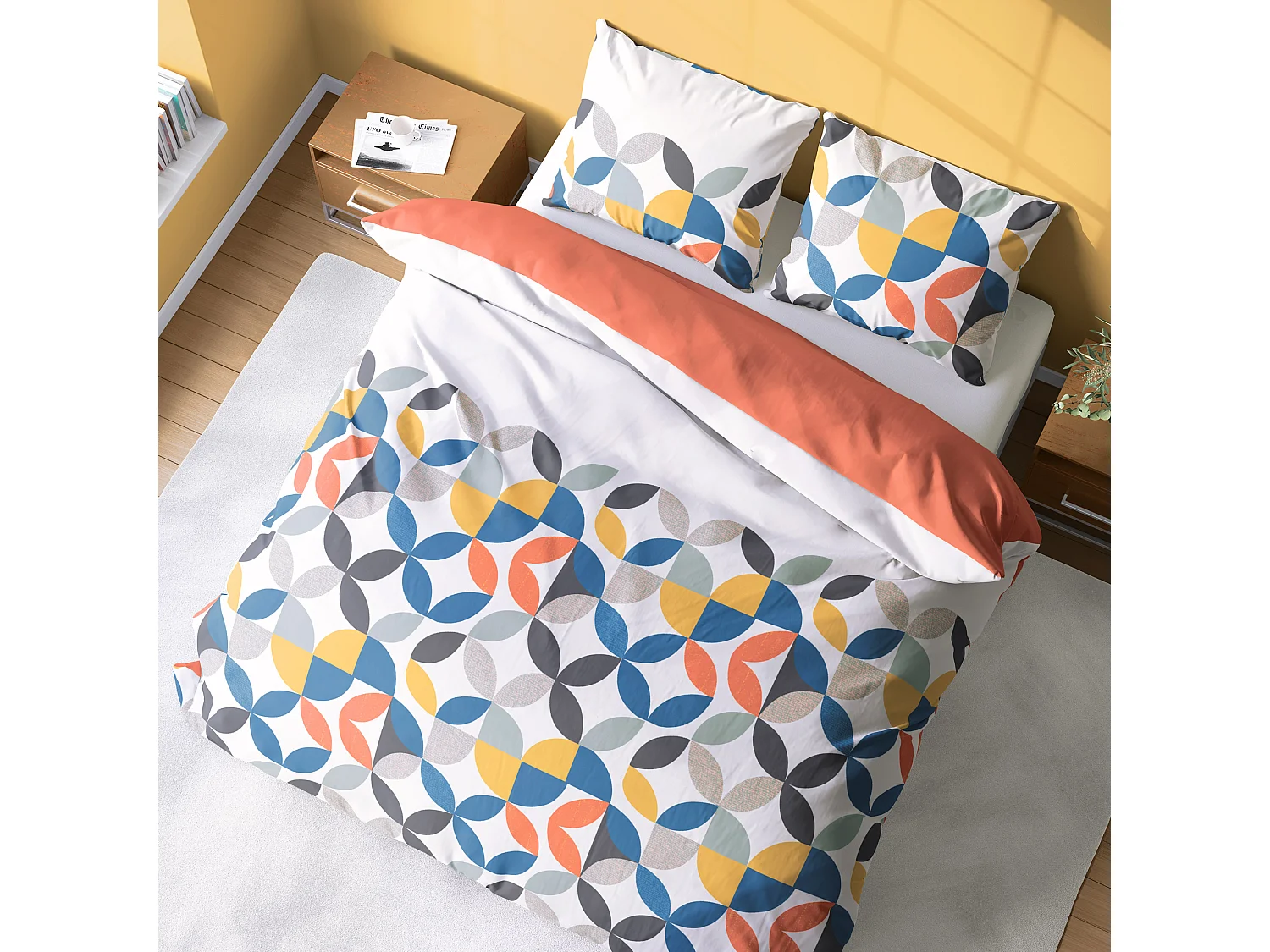 Parure de lit 240x220 cm coton PRUNE Blanc 3 pièces