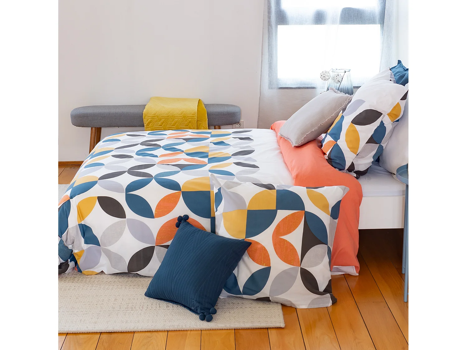 Parure de lit 240x220 cm coton PRUNE Blanc 3 pièces