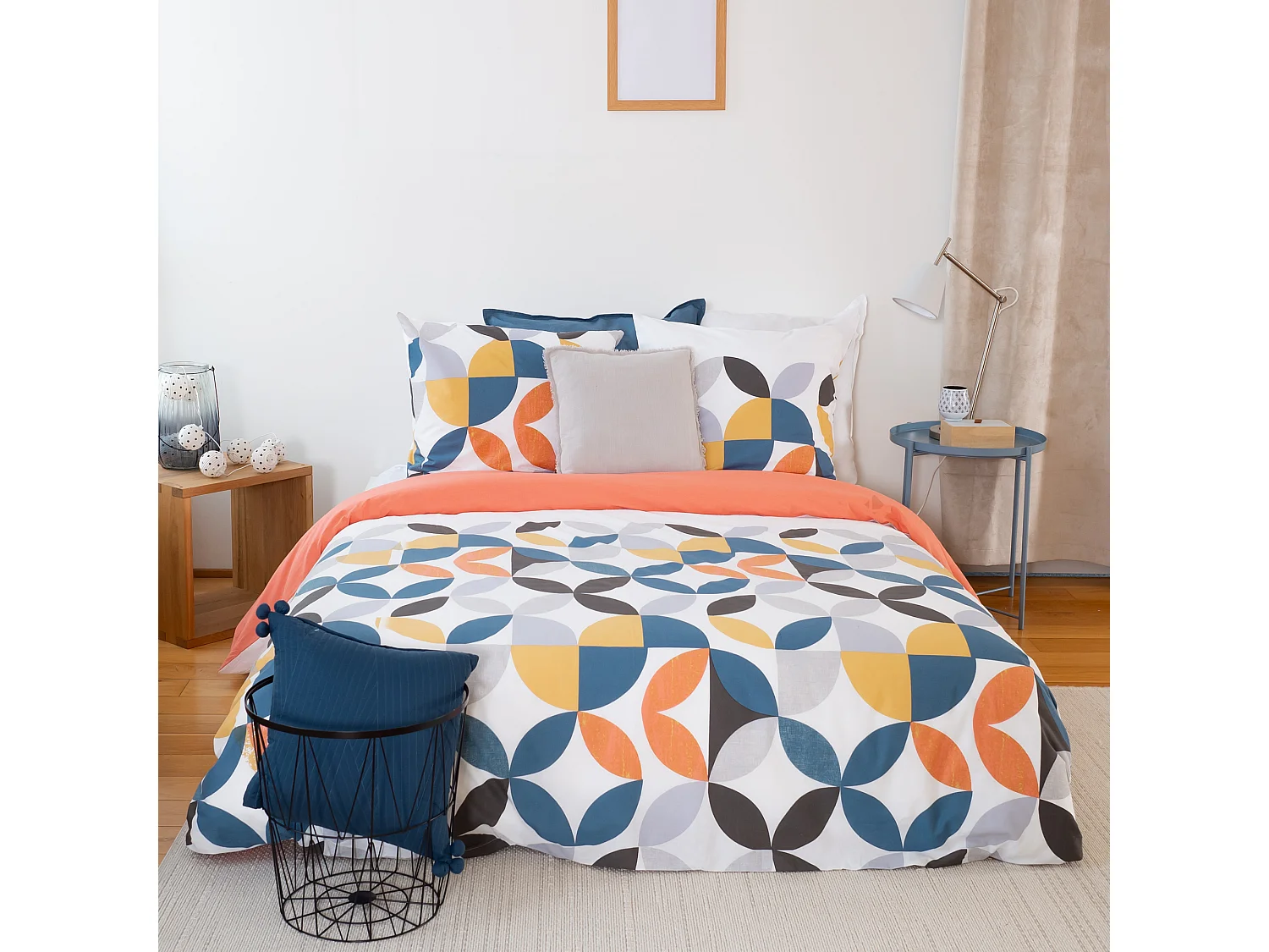 Parure de lit 240x220 cm coton PRUNE Blanc 3 pièces