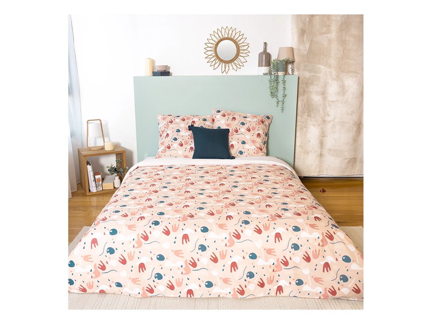 Parure de lit 240x220 cm Microfibre PLIS Orange 3 pièces