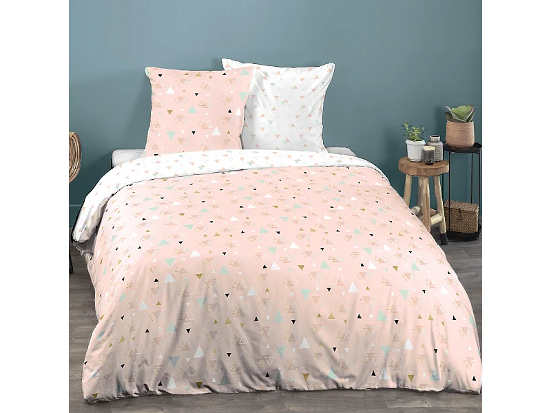 Parure de lit 240x220 cm coton ZEN Rose