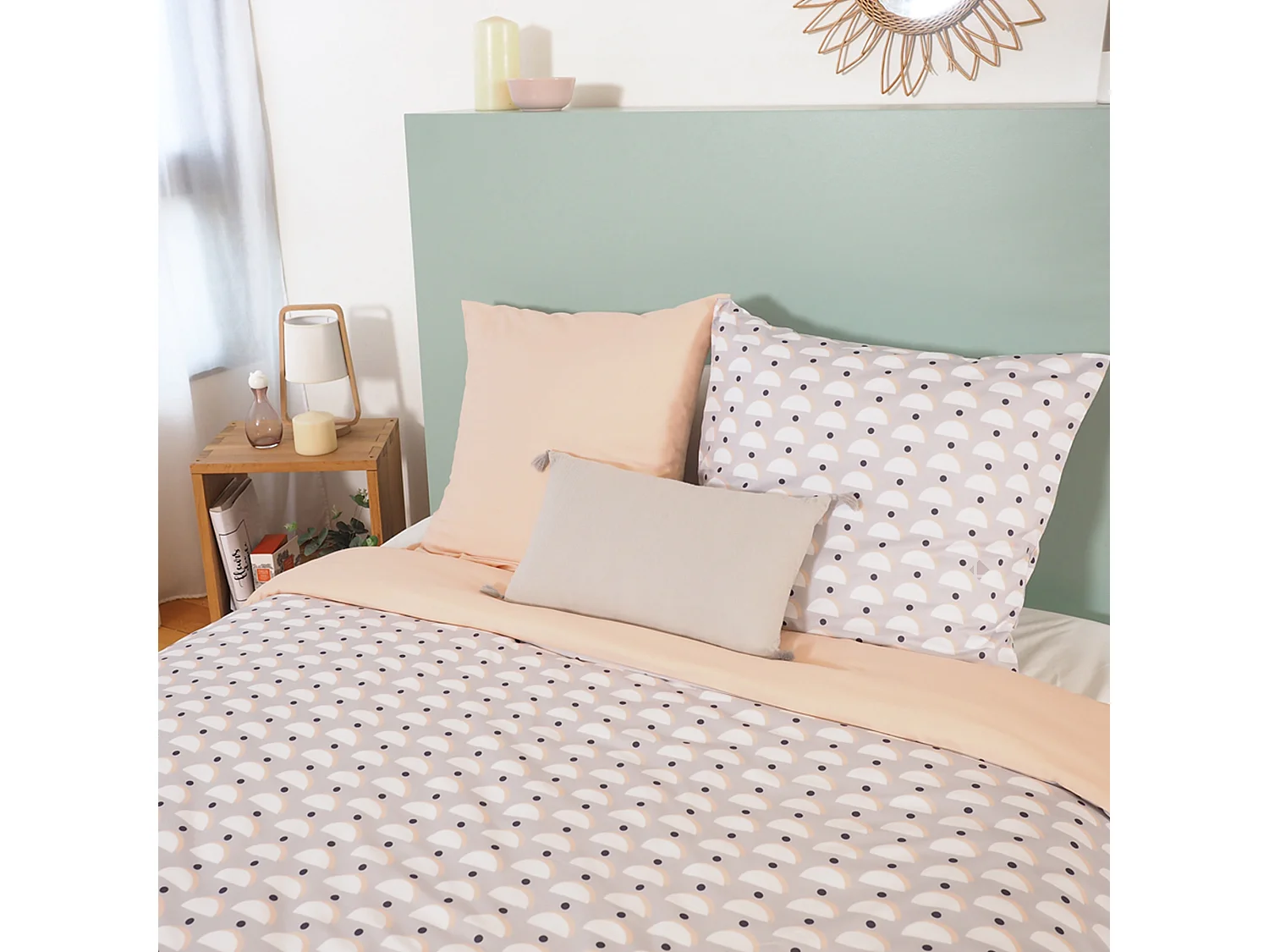 Parure de lit 240x220 cm Microfibre LOBE Gris 3 pièces