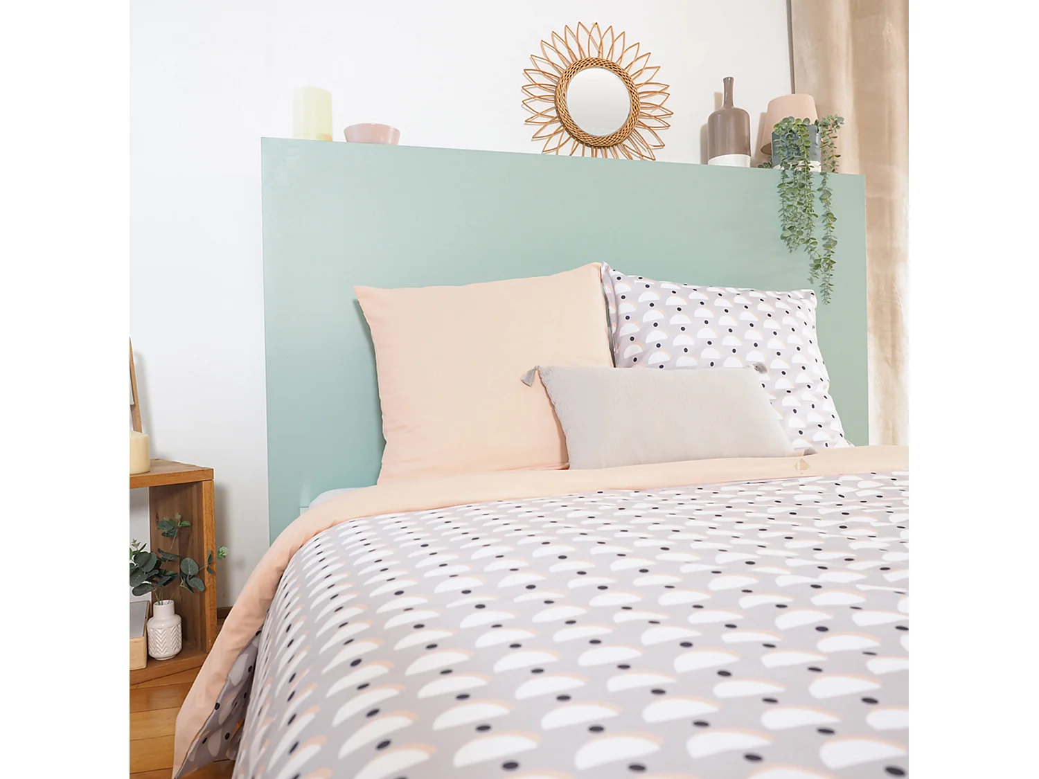 Parure de lit 240x220 cm Microfibre LOBE Gris 3 pièces