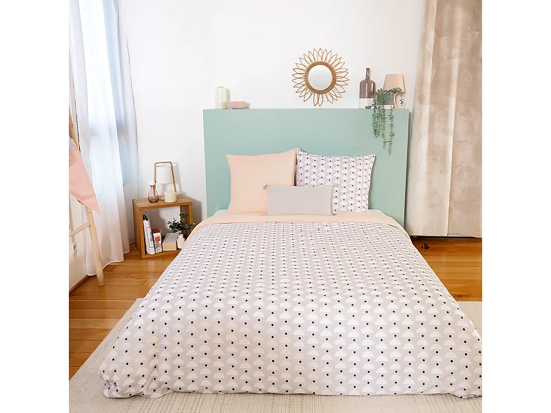 Parure de lit 240x220 cm Microfibre LOBE Gris 3 pièces