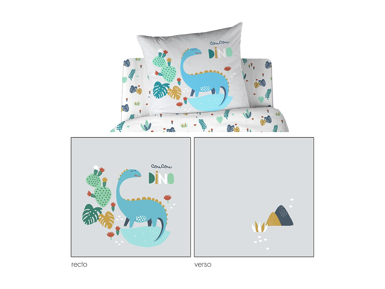 Parure de lit 140x200 cm coton biologique NESSY Vert