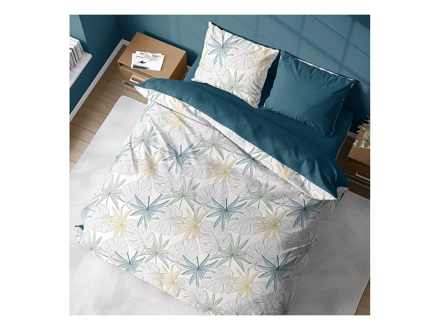 Parure de lit 260x240 cm coton Topcool SILLIE Blanc 3 pièces