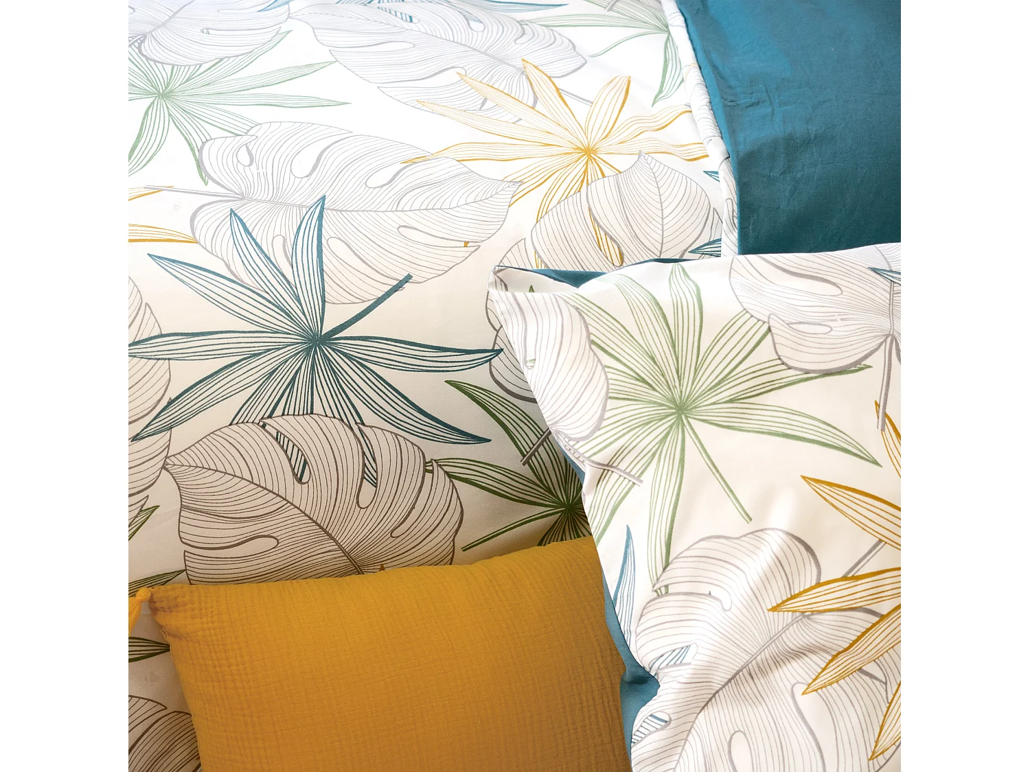 Parure de lit 260x240 cm coton Topcool SILLIE Blanc 3 pièces