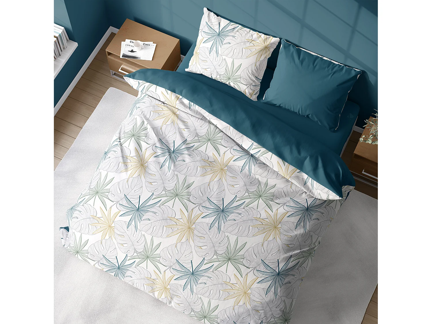 Parure de lit 260x240 cm coton Topcool SILLIE Blanc 3 pièces