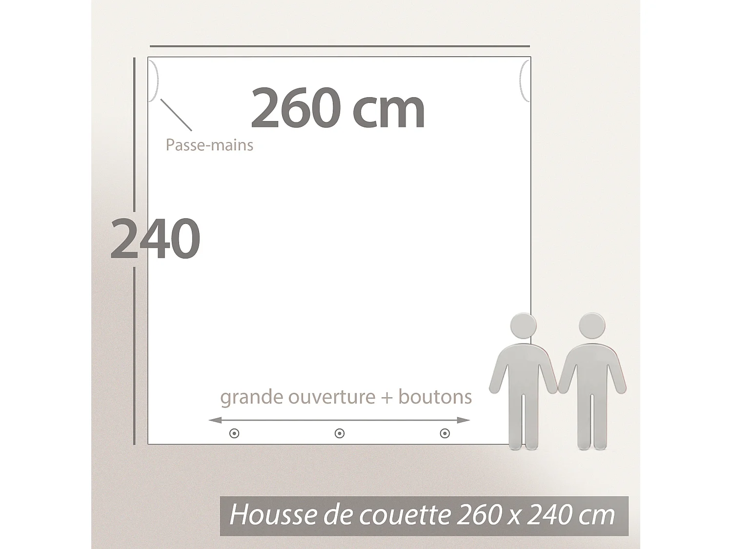 Parure de lit 260x240 cm coton Topcool SILLIE Blanc 3 pièces