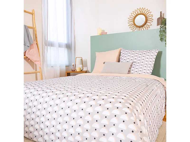 Parure de lit 260x240 cm Microfibre LOBE Gris 3 pièces