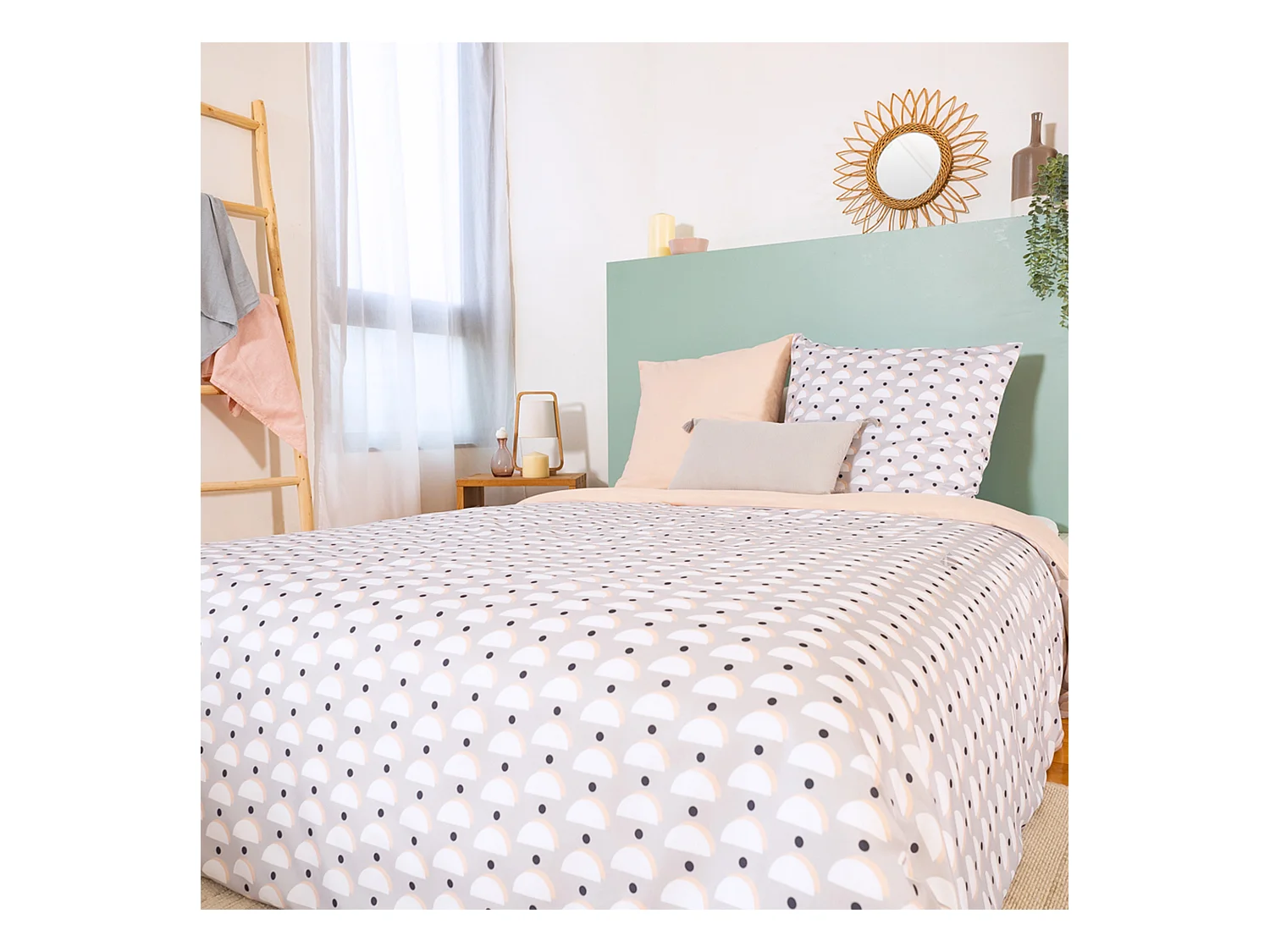 Parure de lit 260x240 cm Microfibre LOBE Gris 3 pièces