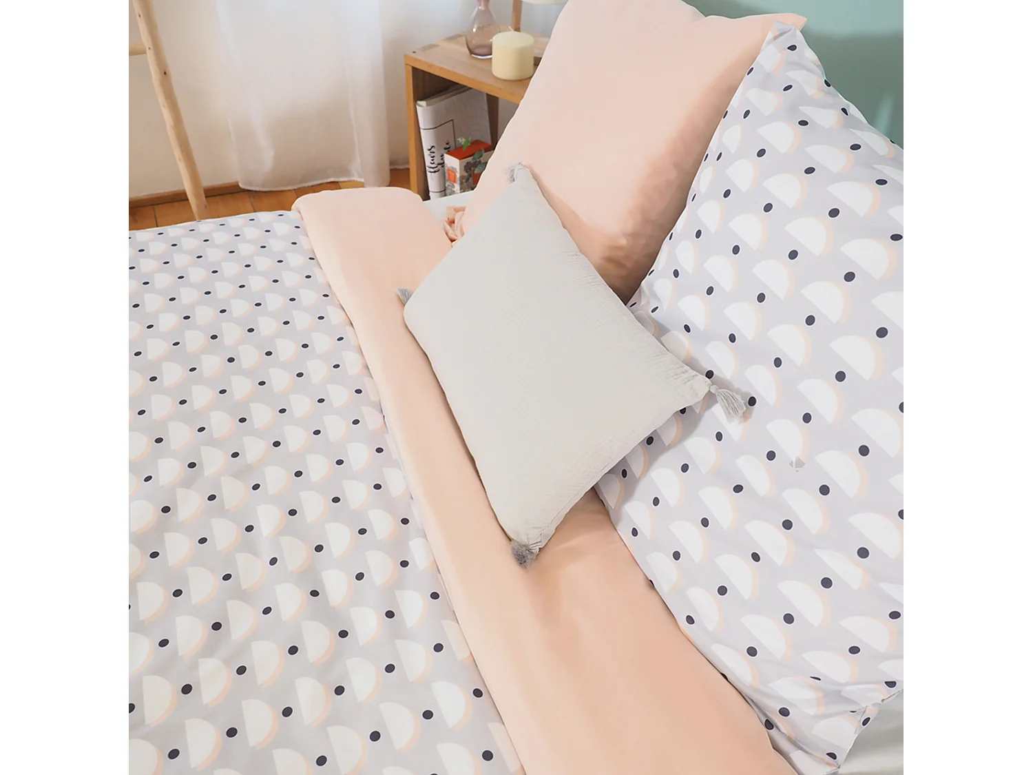 Parure de lit 260x240 cm Microfibre LOBE Gris 3 pièces