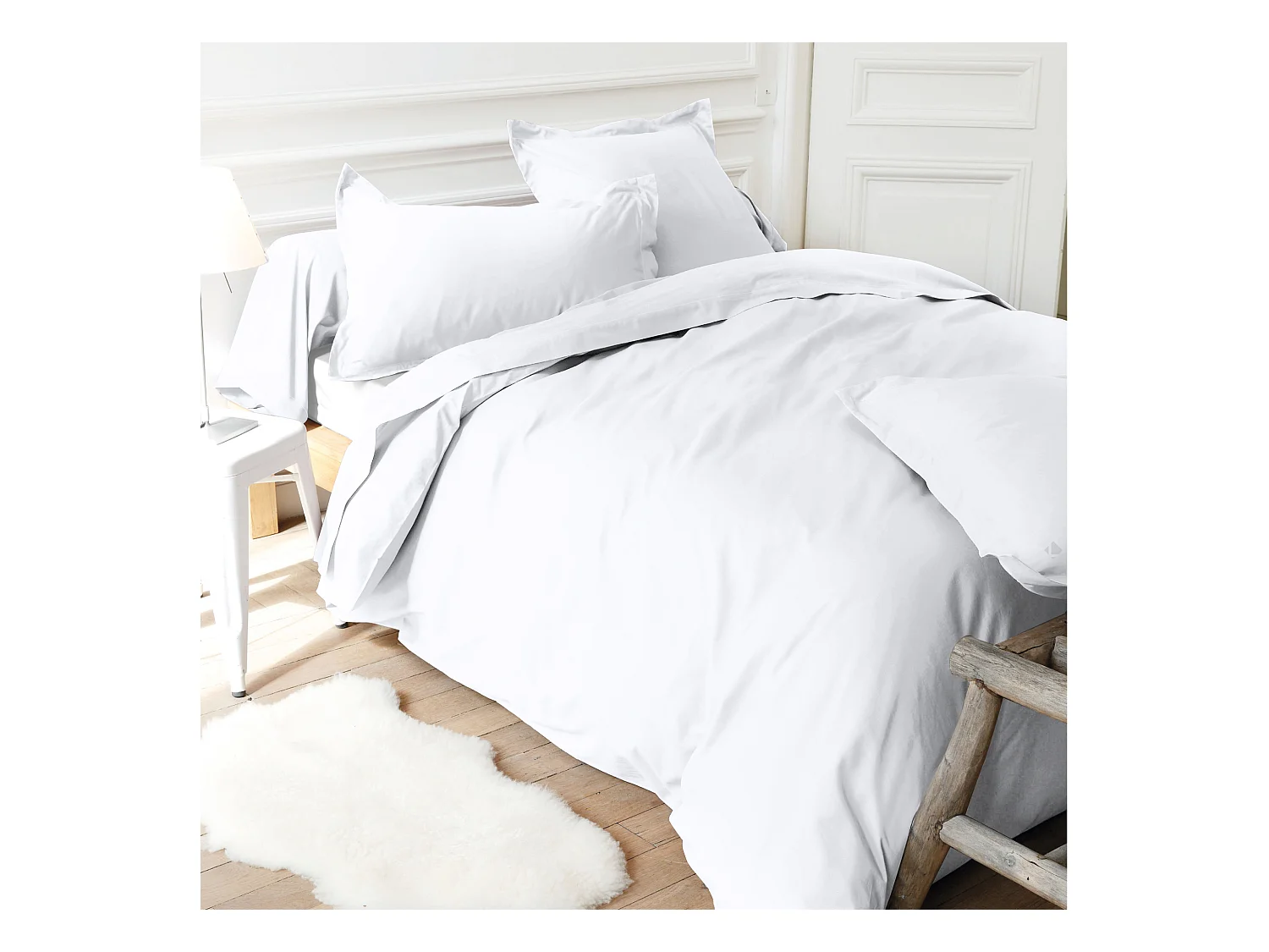 Taie d'oreiller uni 80x50 cm pur percale PRIMO Blanc