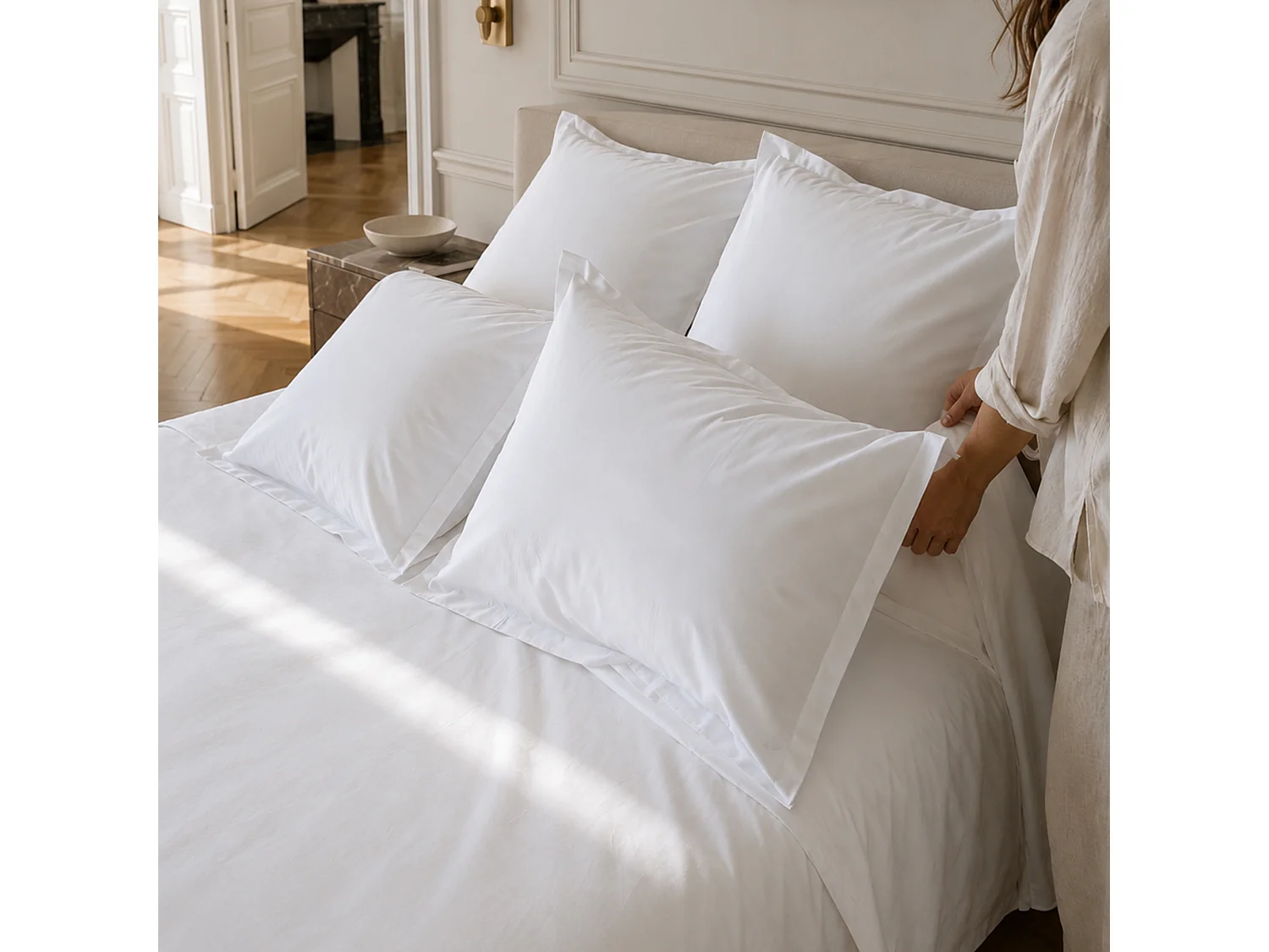 Taie d'oreiller uni 80x50 cm percale PRIMO Blanc