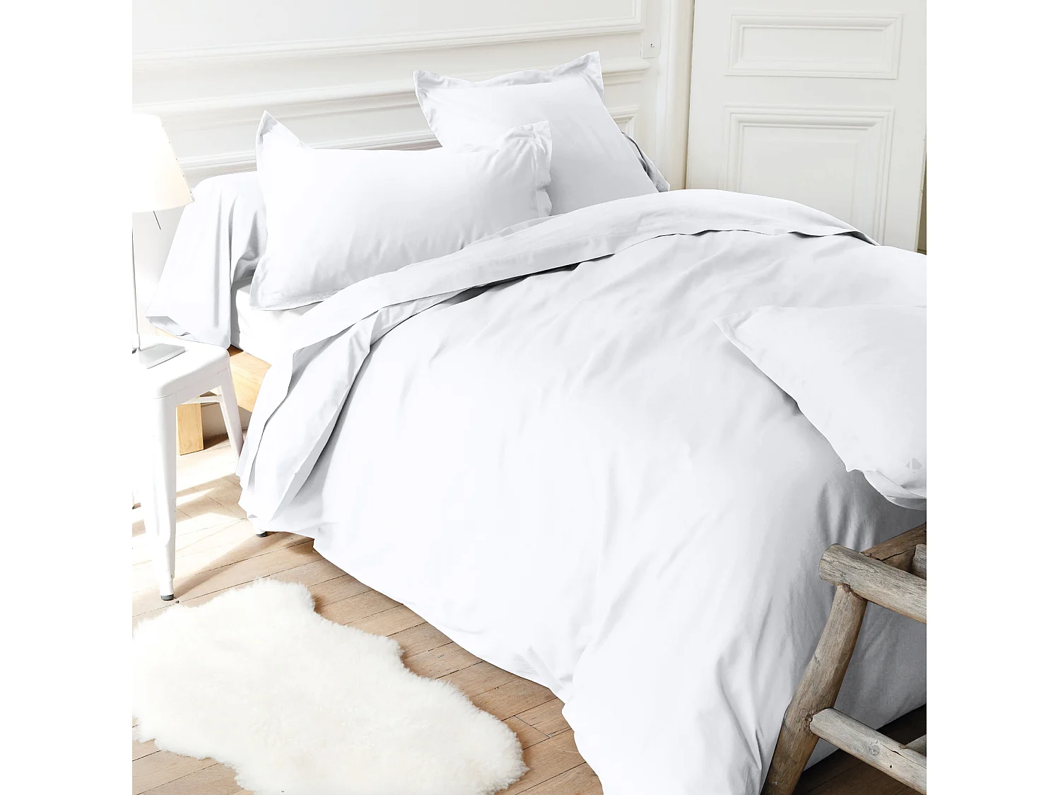 Taie d'oreiller uni 65x65 cm pur percale PRIMO Blanc
