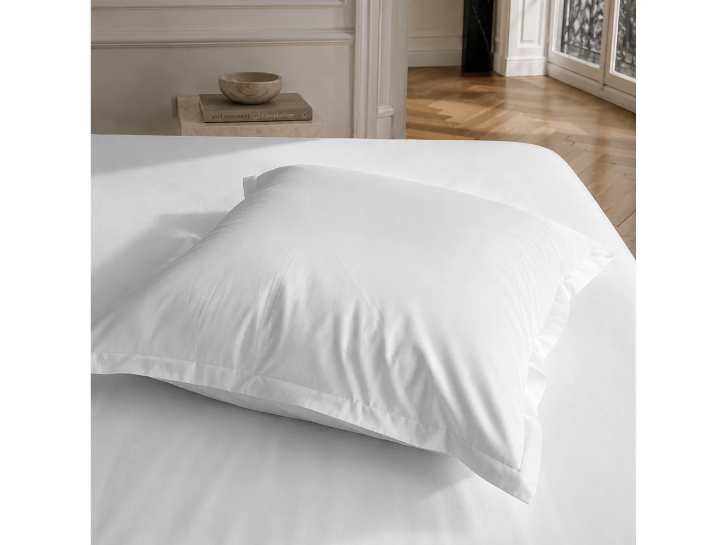 Taie d'oreiller uni 65x65 cm percale PRIMO Blanc