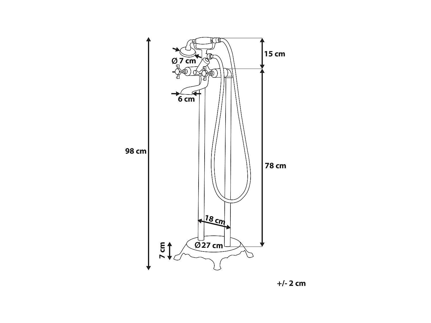Robinet de baignoire autoportante HEBBE Doré