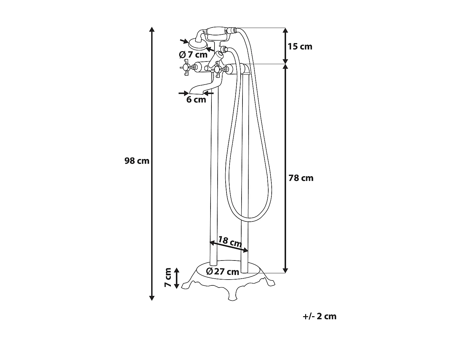 Rubinetteria per vasca da bagno freestanding HEBBE Oro