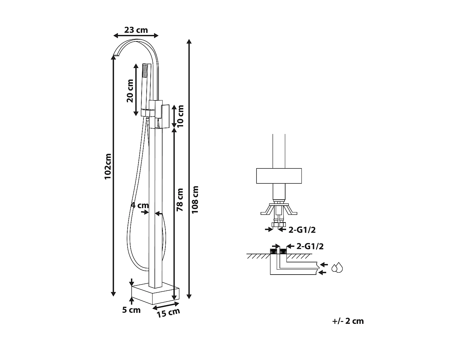 Armatur Freistehend Messing Zink in Weiß Ribbon