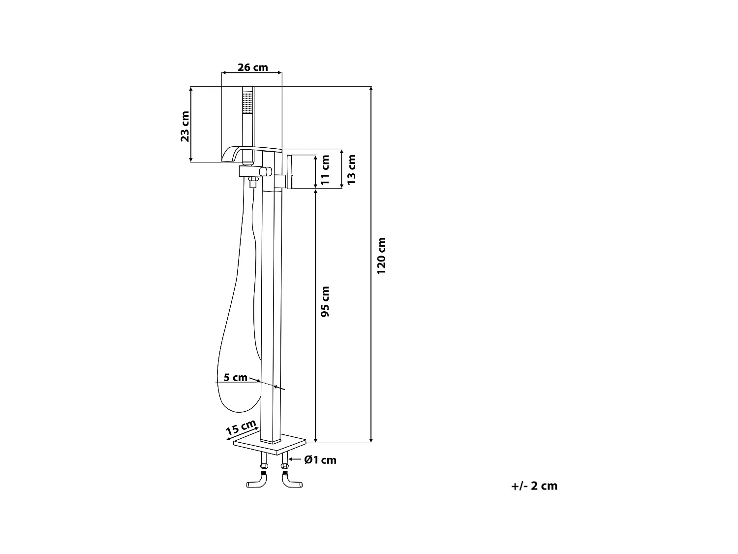 Rubinetteria per vasca da bagno freestanding NIAGARA Argento