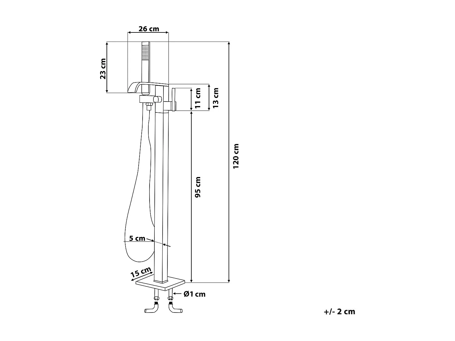Vrijstaande badkraan NIAGARA Zilver