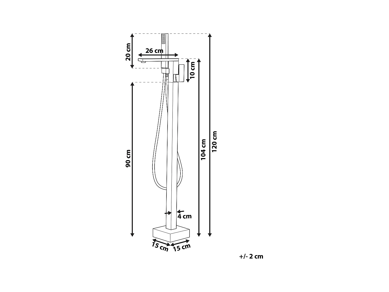 Bateria wannowa wolnostojąca DELLA Srebrny
