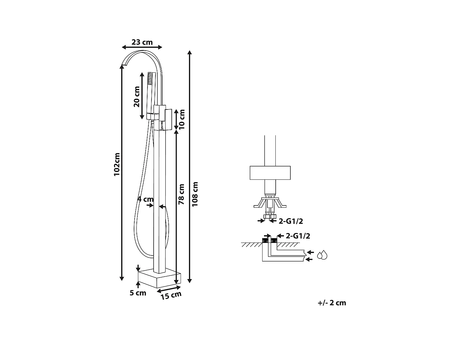 Robinet de baignoire autoportante RIBBON Doré
