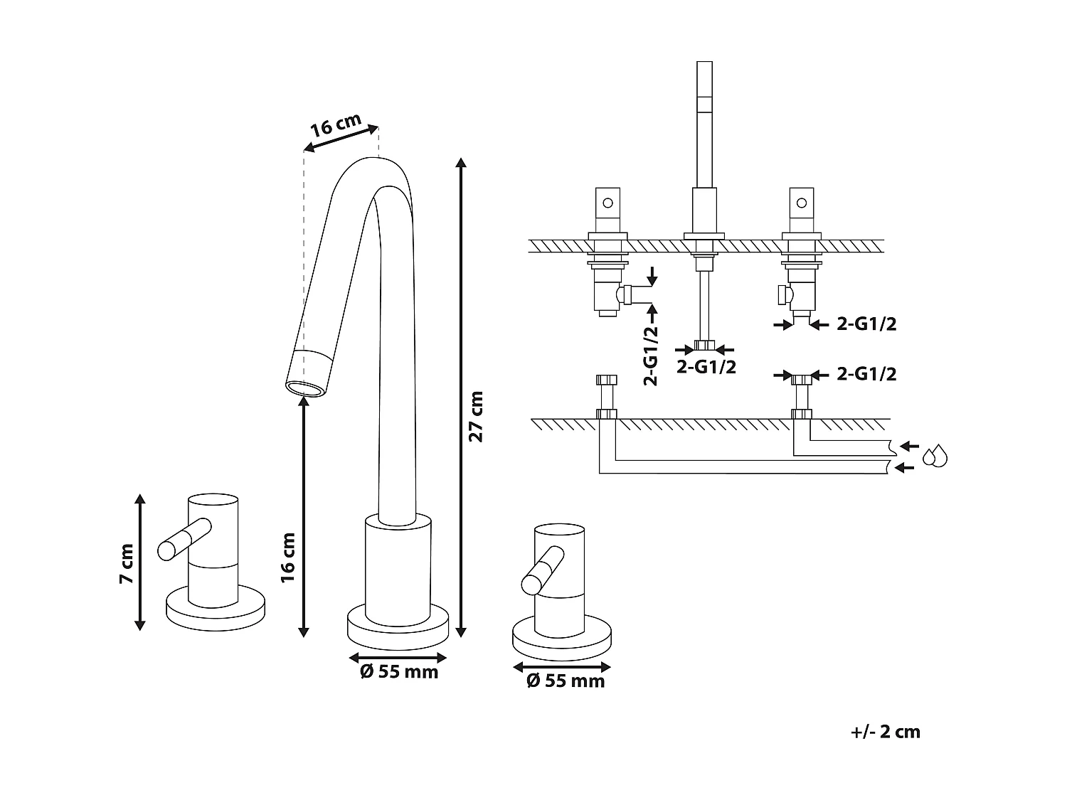 Stilvoller Wasserhahn Messing gold Sipi