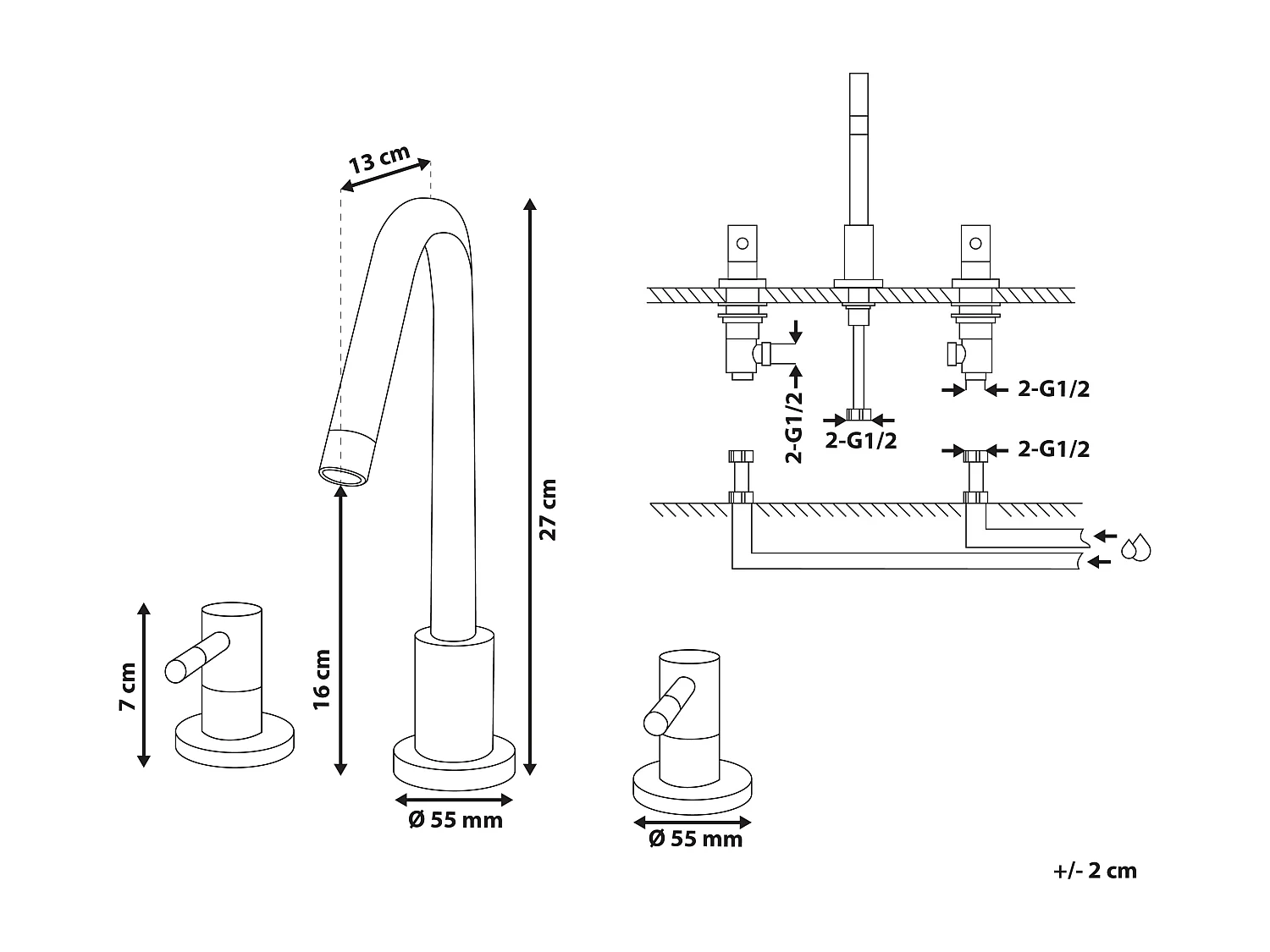 Bateria umywalkowa KALAMBO Czarny