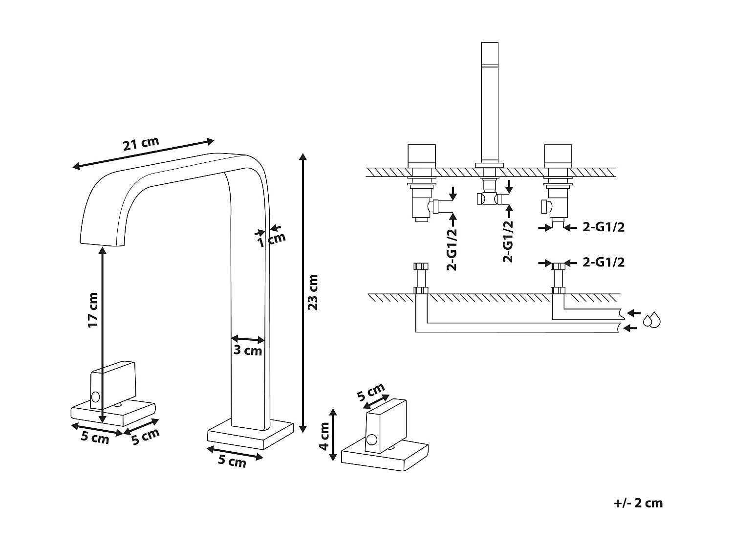Bateria umywalkowa KAGERA Złoty