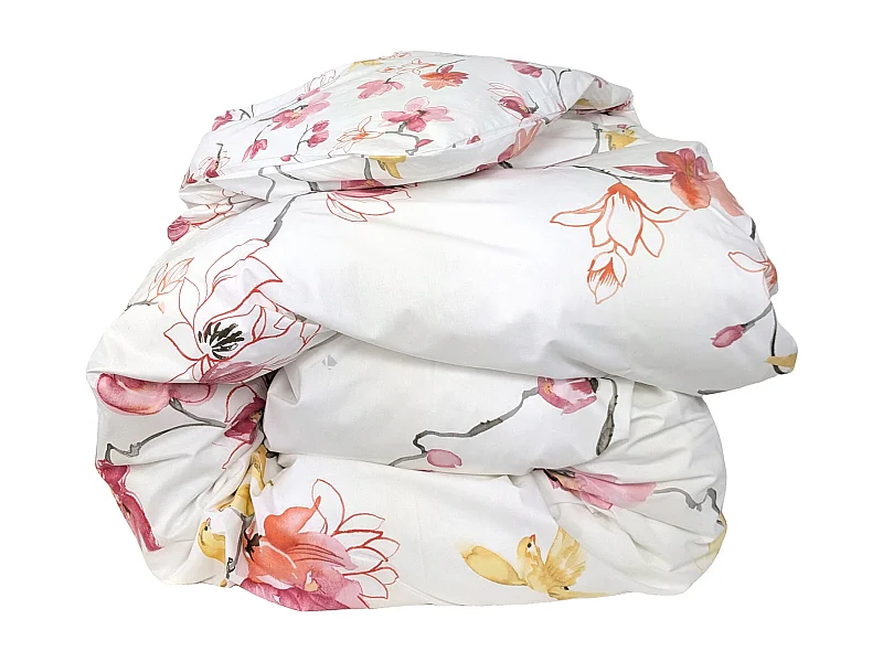 Housse de couette 140x200 cm percale coton ELISA Rose