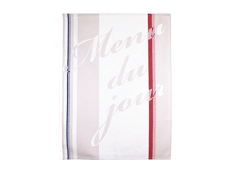 Torchon de cuisine jacquard 60x77 cm Marianne Ecru et Blanc