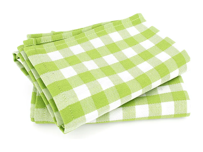 Lot de 2 torchons de cuisine toile 50x70 cm SQUARES VICHY vert pistache