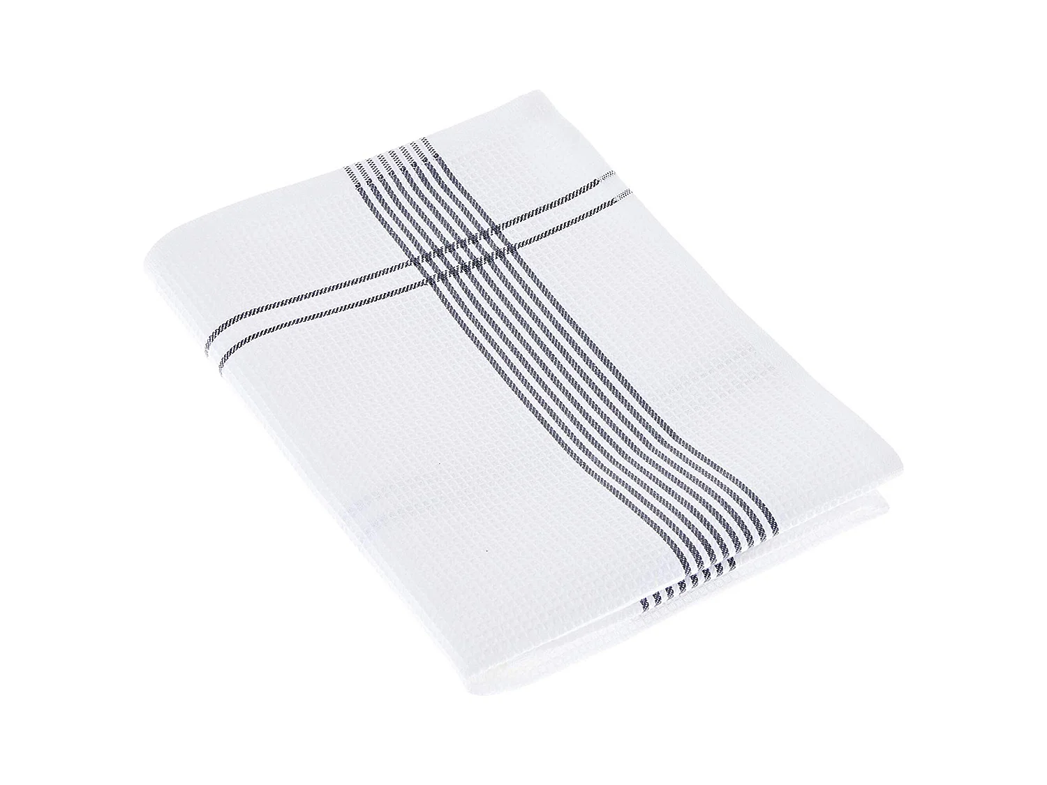 Torchon de cuisine 50x70 cm nid d'abeille WAFFLE PIQUET blanc filet gris