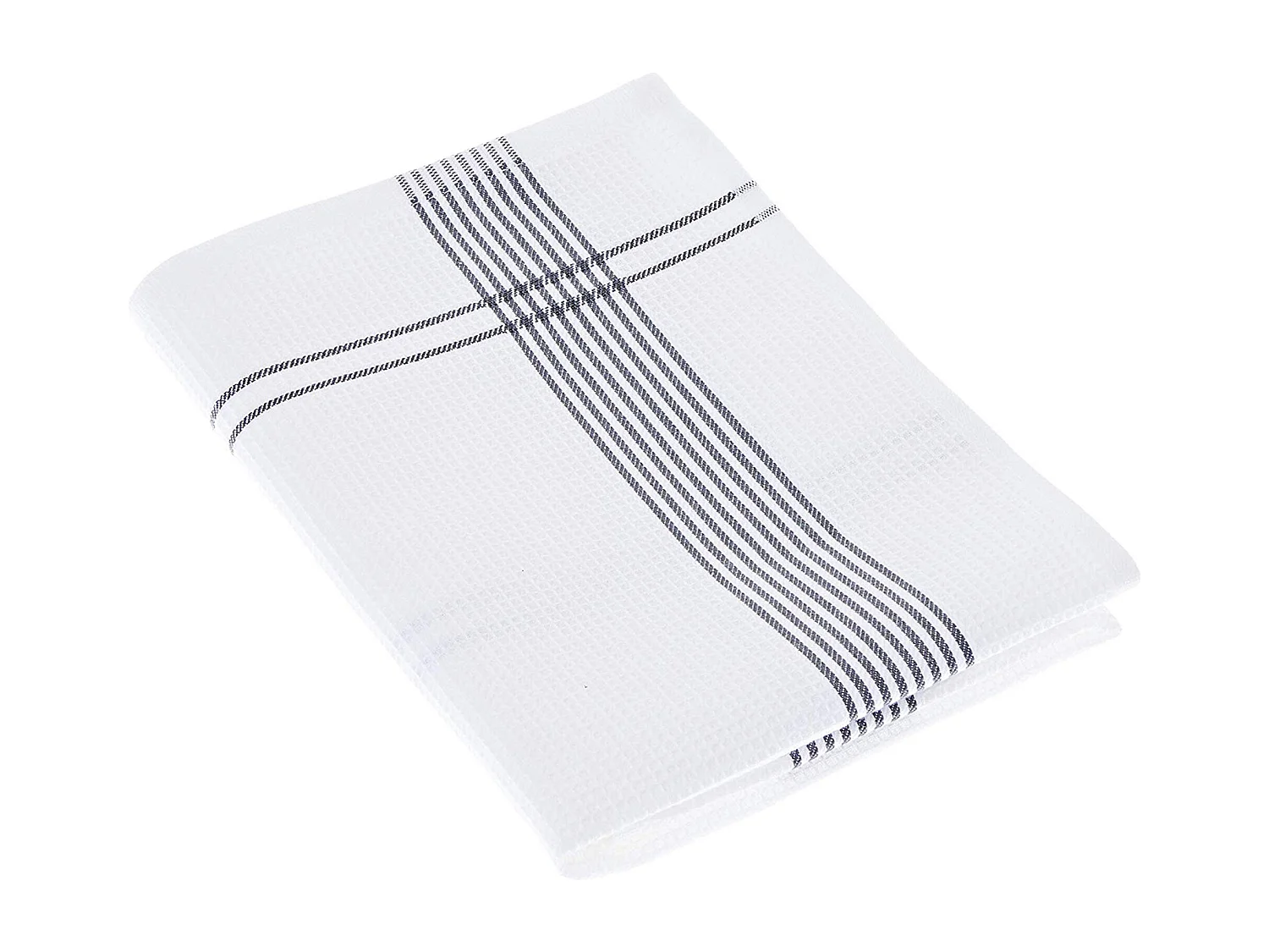 Torchon de cuisine 50x70 cm nid d'abeille WAFFLE PIQUET blanc filet gris