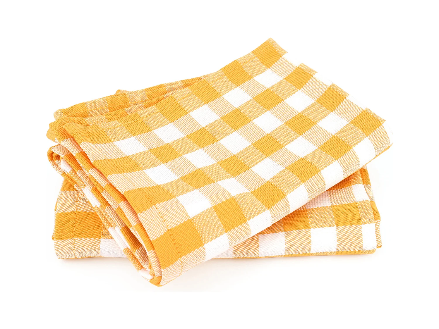 Lot de 2 torchons de cuisine toile 50x70 cm SQUARES VICHY jaune