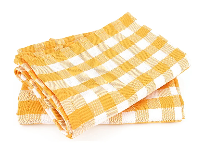Lot de 2 torchons de cuisine toile 50x70 cm SQUARES VICHY jaune